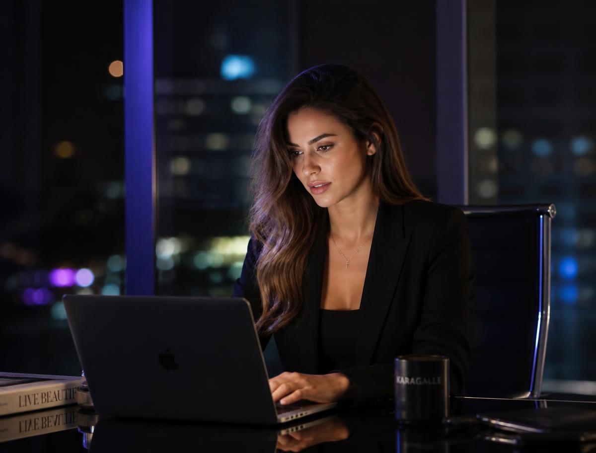 Entrepreneuse beauté travaillant sur son système de vente en ligne